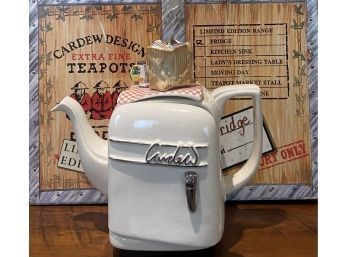 Rare Vintage Paul Cardew Refrigerator Fridge Mini Ceramic Teapot 495/5000 Made In England With Original Box