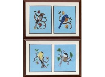 (2) Colorful Framed Bird Needle Points In Frame