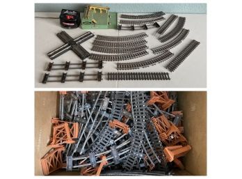 Large Collection Of Vintage American Flyer Train Tracks, Loading Dock, And Transformer