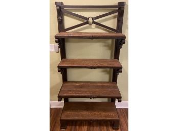 Solid Wood And Metal Rustic 62' 4-tier Shelf With Belt Buckle Design