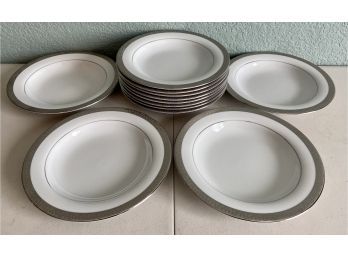 (12) 9 Inch Royal Gallery Platinum Buffet Flat Rimmed Soup Bowls