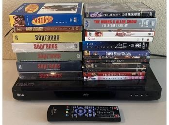 LG Network Blu-ray Disc Player BD530 With Remote And DVD Collection - Sopranos, Twilight Zone, & More