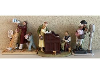 (3) Norman Rockwell Figurines Out Of Box - Happy Berthday, Dear Mother, & (2) Saturday Evening Post