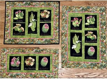 (3) Machine Stitched Cactus Themed Wall Hanging Quilts