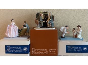 (3) Normal Rockwell Figurines With Original Boxes - Baby's First Step, First Anual Visit, Sweet Sixteen