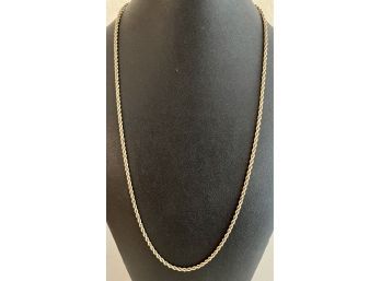 Vintage 14K Gold Rope Chain Measures 24 Inches Long And Weighs 13.5 Grams