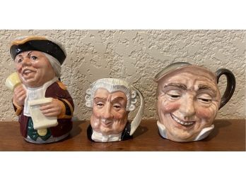 (3) Royal Doulton Mini Toby Mugs - Town Crier, The Lawyer, And Farmer John