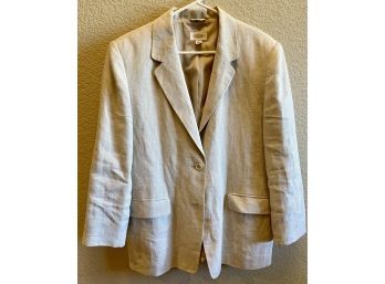 Talbots 100 Percent Linen Cream Blazer Women's Size 14