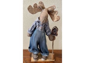 Vintage Handmade Moose On A Poplar Base