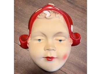 Antique Porcelain Wall Hanging Swedish Doll Face String Doll (as Is)