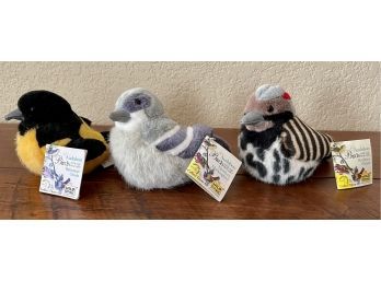 (3) Wild Republic Audubon American Plush Bird Stuffed Animal 5' W Tags, Northern Flicker, Mockingbird, Oriole