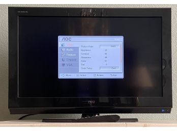 AOC 32 Inch LCD TV With Remote, Power Cable, And Base