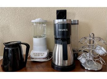 Keurig Coffee Maker For Grounds And K-cup And KitchenAid Blender, Keurig Pitcher, K-cup Holder