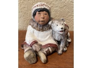 C. Alan Johnson 1993 'jack And Seekoo' AJ43 Eskimo Figurine Signed