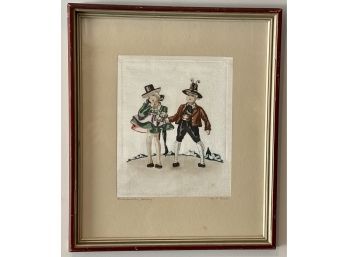 Vintage German Boy & Girl Silk Painting By Braun - Salsburg Germany