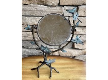 SPI Brass Dragonfly On Branch Standing Reversible Mirror