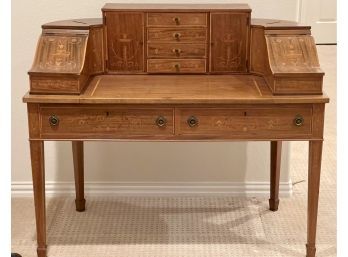 Stunning Rare Antique Edwardian Inlaid Satinwood Carleton House Desk