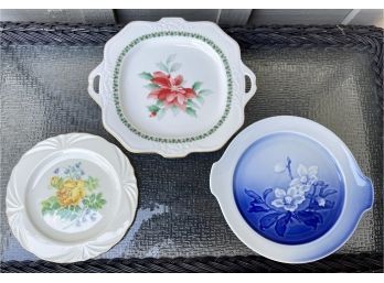 Noritake Handled Holiday Cake Plate,  B&G Denmark Plate & Lenox Rose Expressions Plate