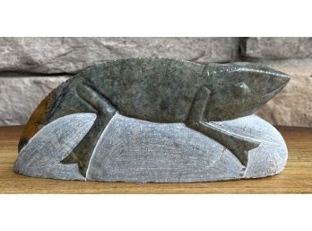 Small Carved Stone Chameleon Made In Zimbabwe - Swahili Modern