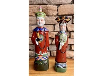 (2) Standing Decorative Porcelain Asian Figurines