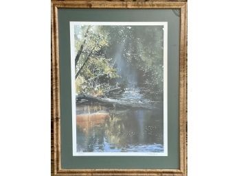 Signed N, Engle Landscape Print In Wood Frame 424 Of 950