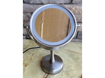 Stainless Lighted Double Sided Magnifying Mirror 1x/10x