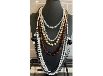 Vintage Necklace Collection, Amber Bead, Sarah Coventry, Aurora Borealis, Black & White Bead