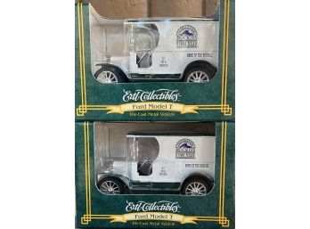 (2) Ertl Collectibles Ford Model T Colorado Rockies Die-cast Metal Cars New In Packaging