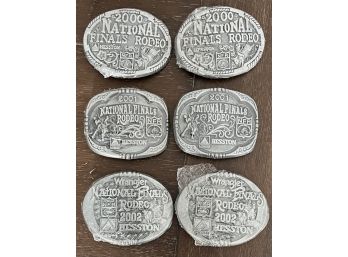 Hesston National Finals Rodeo Belt Buckles - (2) 2000 - (2) 2001 - (2) 2002 Youth - In Original Packaging