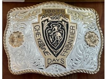 Vintage 1996  100th Annual Cheyenne Frontier Days Gist Limited Edition Belt Buckle 26 Of 750 Solid Bronze