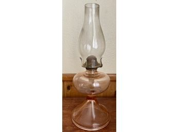 Antique Queen Anne No. 2 Pink Glass Hurricane Lamp