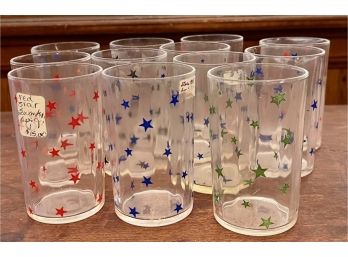 (13) Vintage Hazel Atlas Swanky Swigs Cheese Spread Jars - Red, Black, Blue, And Green Stars