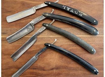 (4) Antique Barber Straight Razors - Simmon's Howe - ERN - Wade & Butcher - Keenkutter - Solingen Germany