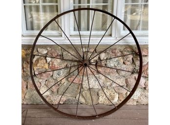 Large Solid Steel Antique Wagon Wheel