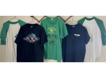 Collection Of Vintage Graphic T-shirts - Harley Davidson, 2 Tone Baseball Shirts, John Deere, Beavers Market