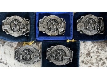 (5) Independence Stampede, Greeley Colorado Siskiyou Pewter Belt Buckles - 1986 - 87 - 89 - 91 -92