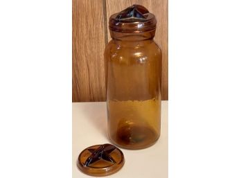 Antique 1885 Amber Glass Jar With Lids - Gilberds Trademark The Dandy Saint Paul Nebraska