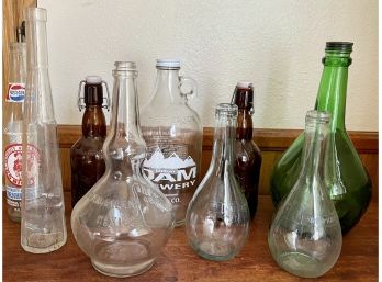 Collection Of Vintage Bottles - Mexico Grolsch, Huskers Pepsi, Italian, Dillon Dam, And More