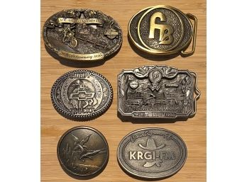 (6) Assorted Belt Buckles - Harley Davidson Anniversary, Massey, Chevy, & More