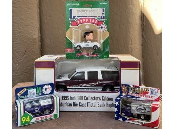 (4) Assorted Die-cast Vehicles In Original Packaging - 1995 Indi 500 Suburban, 1994 And 1996 Rockies Trucks