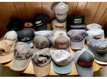 Large Collection Of Vintage Hats - Carhart Racing, Chevrolet, WoodWard, Beavers Market, Naational Crane,more