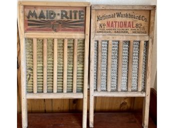 (2) Antique Washboards - Made-rite And National Washboard Company 'silver King'