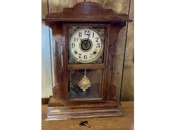 Antique Clock E. Ingraham Bristol Connecticut With Key NOT TESTED