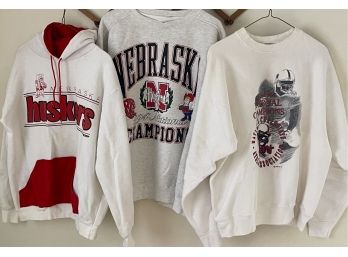 (3) Vintage Nebraska Sweatshirts XL-(2) Gult Sand 1994, Dodger Hoodie