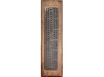 Antique Wood And Metal Cribbage Board, Pegs NOT Included