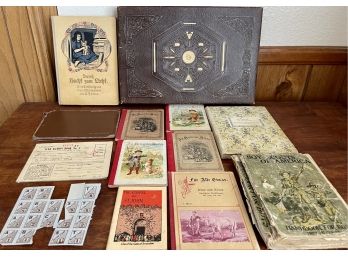 Collection Of Ephemera - War Ration Books With Stamps, 1894 German Kids Books, Boy Scouts Of America, And More