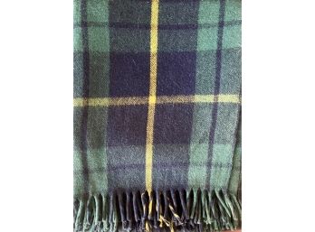 Vintage Wool Green, Yellow, And Blue Plaid Blanket