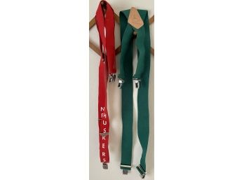 Pair Of John Deere And Nebraska Huskers Suspenders