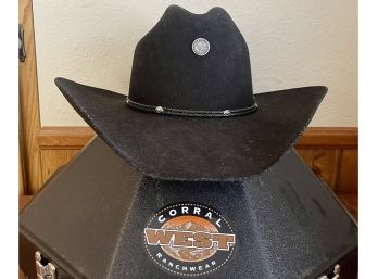 MHT Westerns 3x Beaver Blend Cowboy Hat Size 7 1/4 Texas In Coral West Ranchware Hat Case