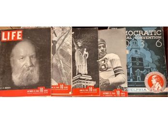 Collection Of Vintage Life Magazines - Oct. 1945, June 1944, Oct. 1944, Democratic National Convention 1936